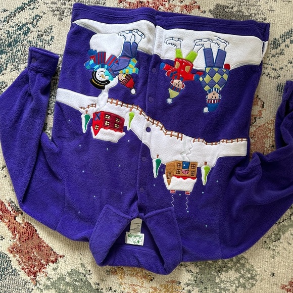 Quacker Factory Christmas Sweater Jacket XL Purple Cardigan Snowman Button Down - Picture 9 of 16